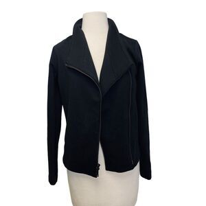Vince Womens Moto Jacket Blazer XS Black‎ Stretch Cotton Zip Up Sweatshirt